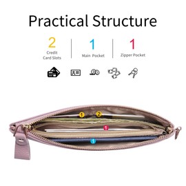 GOIACII Women's Wristlet Clutch Slim Leather Wallet RFID Blocking Handbag