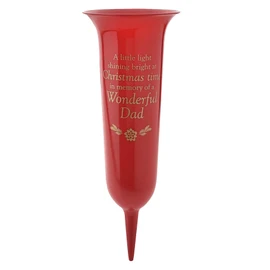 Red Christmas Graveside Memorial Spiked Flower Vase - Wonderful Dad