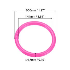 PATIKIL 2" OD 1.6" ID Loose Leaf Rings, 100 Pack Binder Ring Plastic O Rings for Book DIY Scrapbook Notebook, Pink