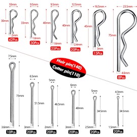 Cotter Tweezers R Pin Cotter Pin Clip, Stainless Steel Cotter Pin Assortment Kit, Silver-Tone, Hairpins, Snap Pins, Hitches, Cotter Pins, Stainless Steel Manufacturing, Galvanized Steel, For Automobiles, Machinery, Repair, General Purpose, R Spring Faste