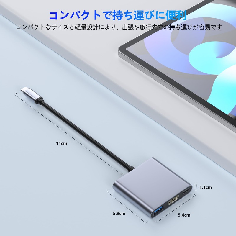 HDMI Type C Adapter [HDMI+USB3.0+ PD 100W Fast Charging] 3-IN-1