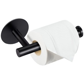 Yagoo Self Adhesive Toilet Paper Holder, SUS304 Stainless Steel Rustproof Toilet Roll Holder No Drilling Adhesive Toilet Tissue Holder for Bathroom Kitchen (1, Black)