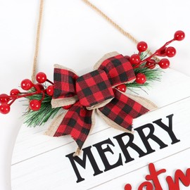 CHDITB Christmas Welcome Wall Sign, Merry Christmas Wooden Sign, Christmas Front Door Sign Wreath, Christmas Front Porch Welcome Wooden Sign, Winter Christmas Home Decoration Winter Holidays