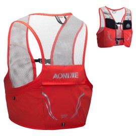 TRIWONDER 2.5 L Ultralight Hydration Backpack, Lightweight Backpack Vest, Running Backpack with Soft Flasks for Marathon, Mountaine, Cycling (Red and Orange - Hydration Backpack Only, M/L - 90-102 cm)