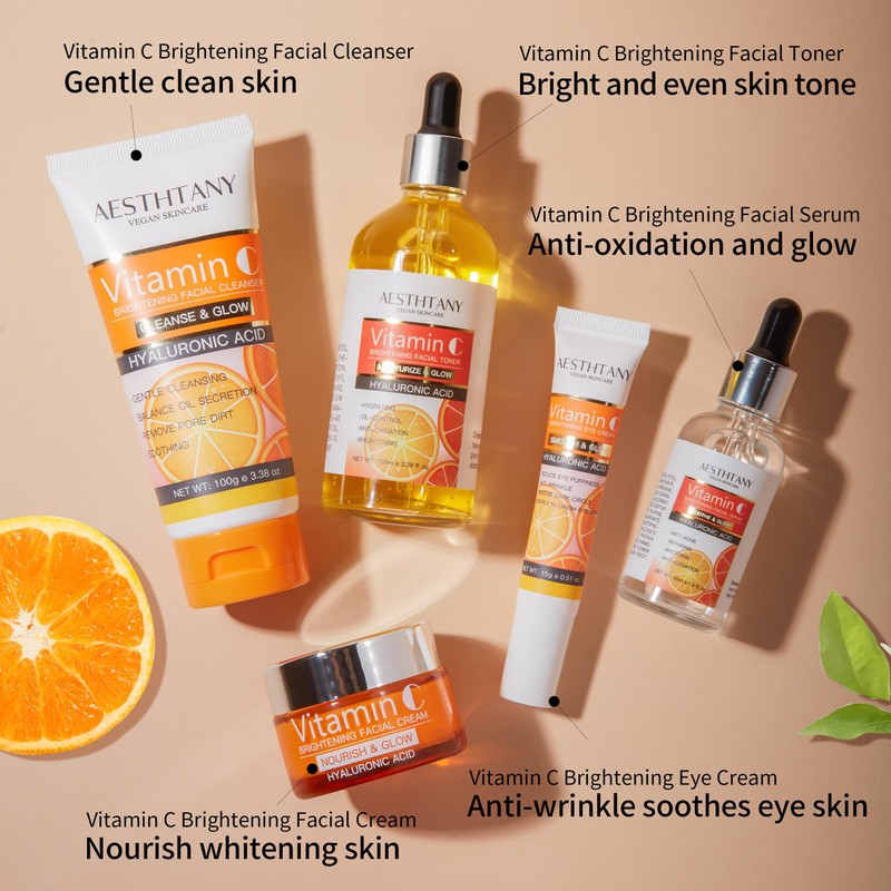 AESTHTANY Vitamin C Skin Care Set Moisturizing Hyaluronic Acid Skin