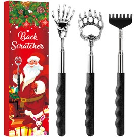 lucdnc 3 Pack Stocking Stuffer Manual Back Scratcher,Metal Extendable Back Scratchers with Rubber Handles in Christmas Gifts Box,Funny Back Massage Tool for Back,Christmas Gifts for Men Women Adults