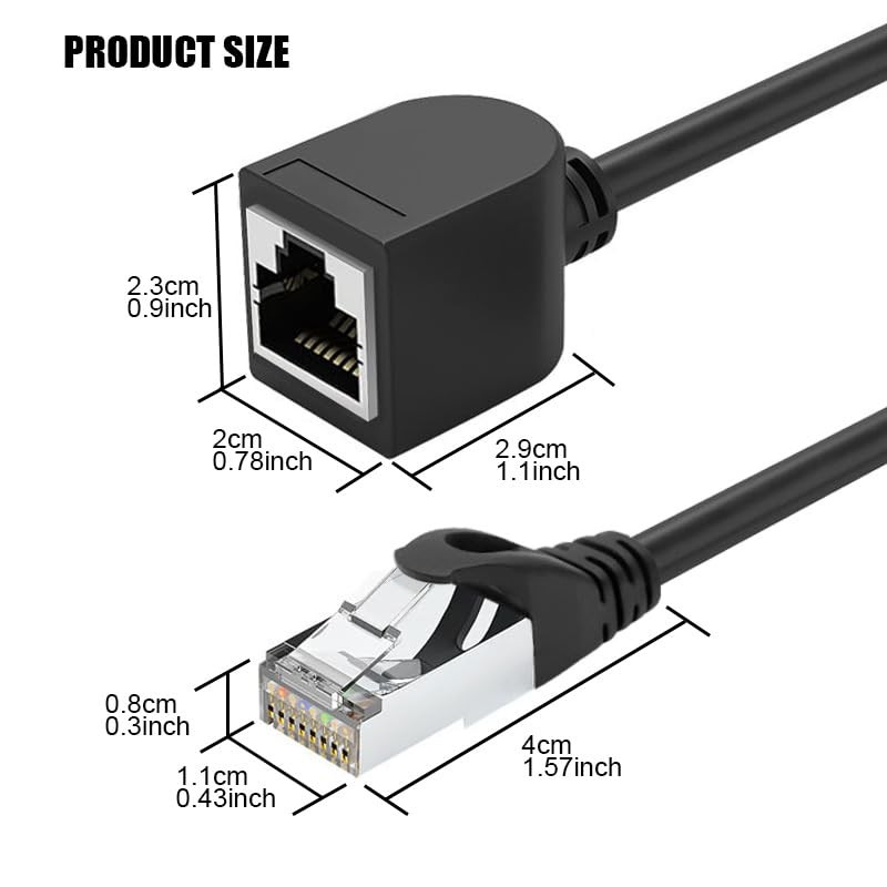 Cable de extensión Ethernet CAT6, cable RJ45 de 90 grados,