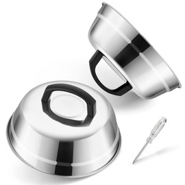 Cheese Melting Dome, Joyfair 9 Inch Stainless Steel Burger Cover, Basting Cover for Griddle Grilling/Outdoor Camping/Flat Top Teppanyaki, Heat-Proof Handle & Dishwasher Safe, 2 Pack