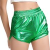 Perfashion Pantalones cortos metálicos brillantes para mujer, Verde, 2-4
