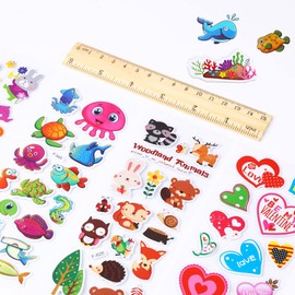 SANNIX 48 Sheets Children's Seal, Reward Sticker, Fish, Large Quantity, Plush Sticker, Animal, Heart, Reward Sticker, Notebook Sticker, Ocean Life and Animal Heart Pattern