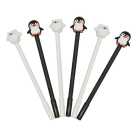 Lopenle 20PCS Cute Penguin Pens Polar Bear Gel Pens White Bear Novelty Animal Pens Black Ink Gel Pens 0.5mm For School Office Home Stationery Store