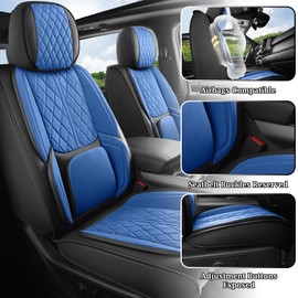 DuDuWang Car Seat Cover Front Seat Covers Universal Fit for Cars, SUV, Sedans, Anti-Slip Breathable Faux Leather Automotive Seat Covers (Black & Blue, Front Seat)
