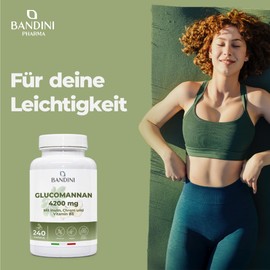 Bandini® Glucomannan Forte 4,200 mg per Daily Serving - 240 Capsules - Enriched with Chrome, Vitamin B3 and Inulin - High Dose Supplement