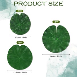 Abeillo Abeillo 6Pcs Fake Lily Pads, 3 Sizes Floating Lily Pads for Ponds, Artificial Lily Pads Decorations, Realistic Pond Plants Decor for Pool Patio Aquarium Fountain