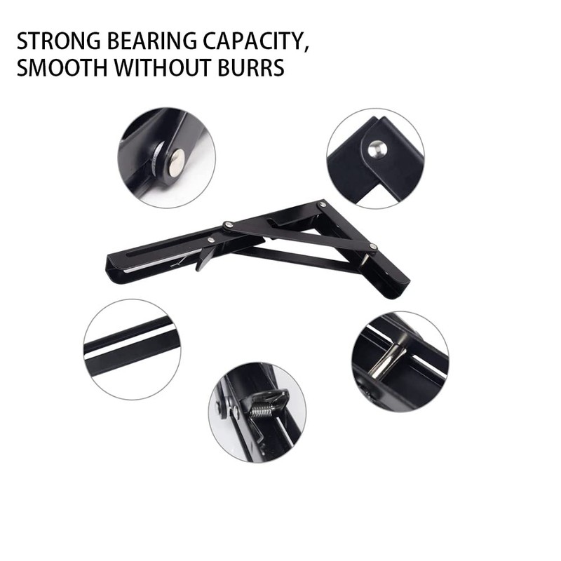 Black Folding Shelf Brackets Max. Load 220 lb, Heavy Duty