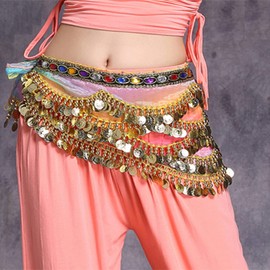 Floatdream Belly Dance Hip Scarf Belly Dance Hip Scarf for Women Belly Dance Belt for Stage Performance, Birthday Performance, Party Performance, Colourful