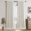 Guken Cream Beige Linen Blackout Curtains 102 Inches 2 Panels