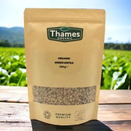 Organic Green Lentils - Raw, Vegan, High Fibre, High Protein, Certified Organic, GMO-Free, No Additives, No Preservatives - Perfect for Meal Prep - Thames Organic 500g