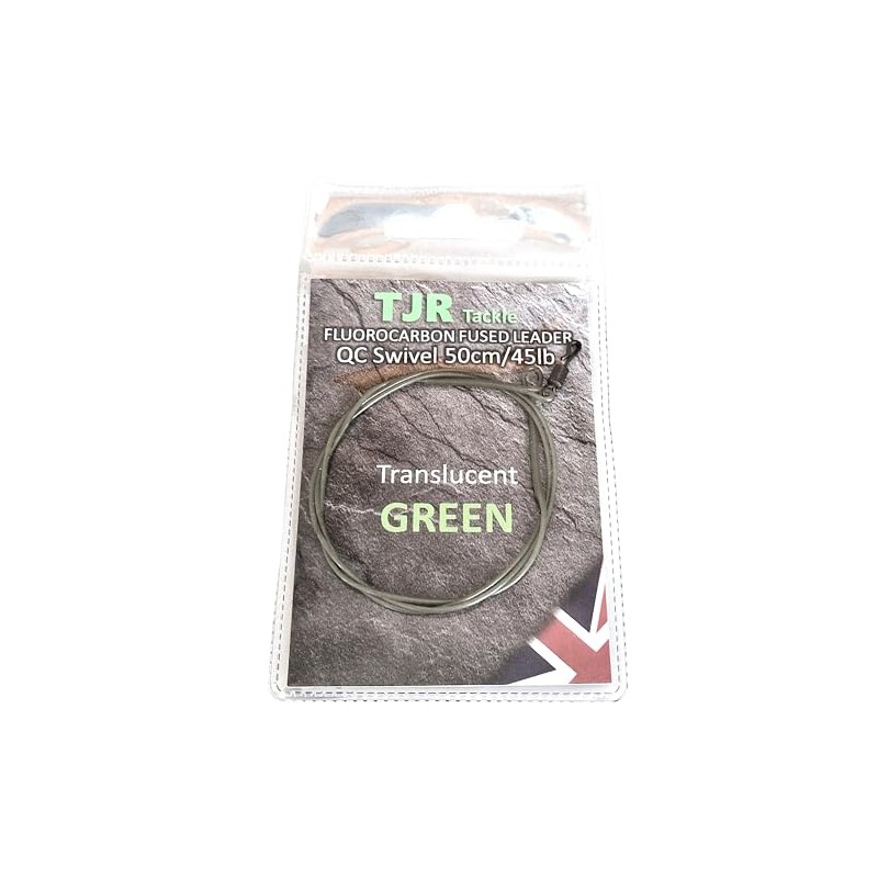 Twin pack fluorocarbon 50cm carp Leaders Quick Change swivels fused