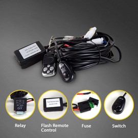AUXTINGS 3 Metre 40A 12V Universal LED Light Rod Wiring Harness Kit On/Off Remote Control Switch Power Relay Blade Fuse for Off Road Driving Lamps Fog Work Lighting (1 Lead)
