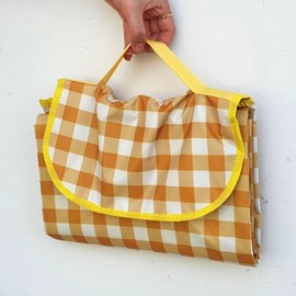 Yellow Checkered Waterproof Picnic Mat Large