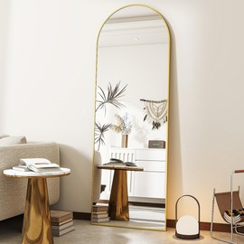 VooBang 21 x 64 inch Arched Full Length Mirror, Gold Arch Floor Mirror Full Length with Stand, Full Body Standing Mirror for Living Room, Bedroom, Hanging or Leaning Against The Wall