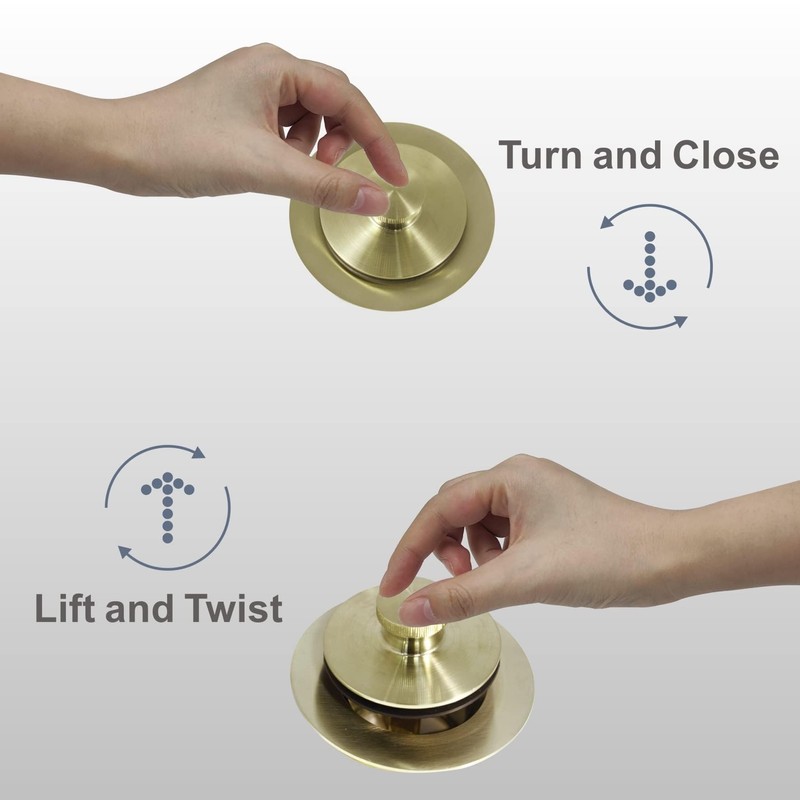 HIDROP Gold Brushed tub Drain Lift &Turn Tub Trim Set
