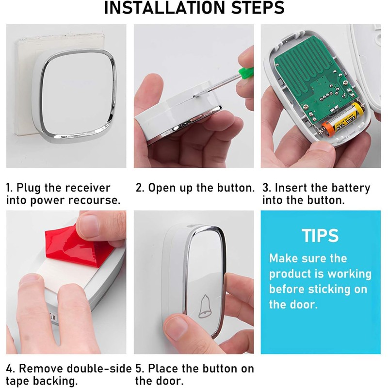 SK Depot® Ultra-Long Wireless Range Waterproof Wireless Doorbell Chime Kit