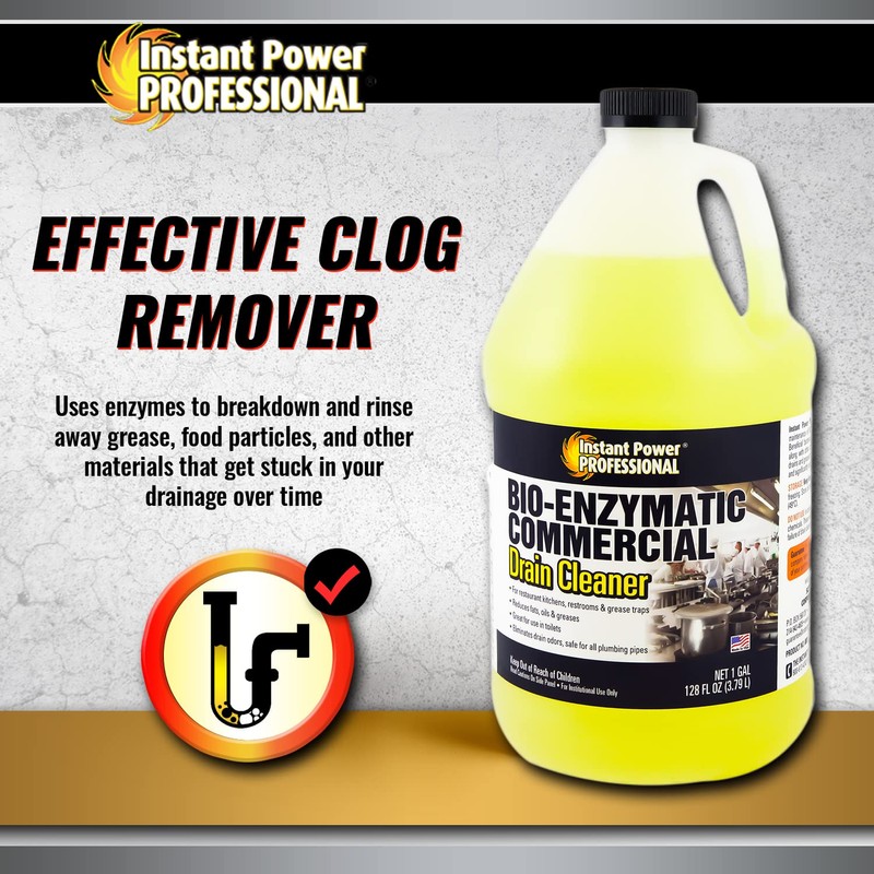 Instant Power Professional Enzyme Drain Cleaner, Drainage Clog Remover, 128
