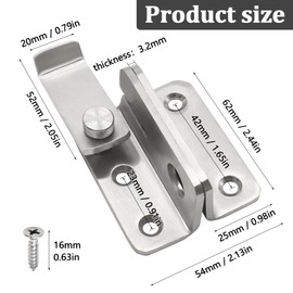 Hysstore Large Thickened Bolt Door Bolt Stainless Steel Sliding Bolt Lock Hasp Anti-Theft Lock Hasp for Gate Window Bedroom - One Left Door Buckle