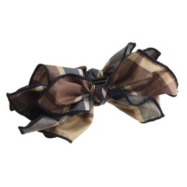 KOBE VINGTAINE H7056-BE Big Checkered Ribbon Banana Clip, Feminine Hair Clip, Hair Accessories