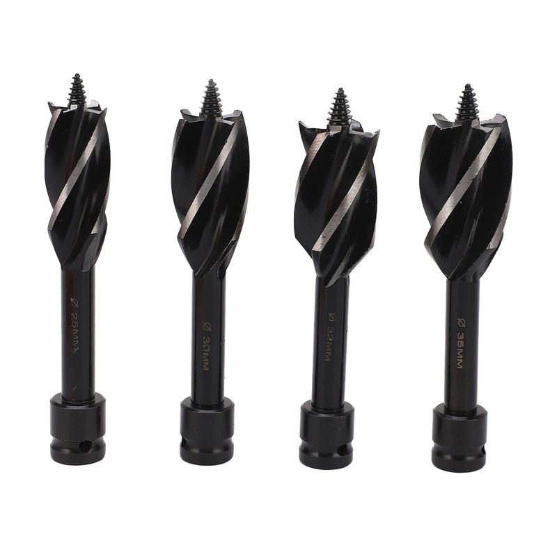 4 Pcs Wood Auger Bit 4 Flute Detachable Hex Shank