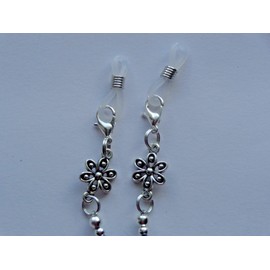 Handmade IRIDESCENT AB BLACK CRYSTALS EYEGLASSES HOLDER CHAIN NECKLACE LOBSTER CLASPS