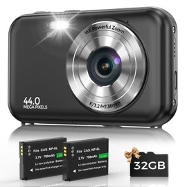 Digital Camera, Bofypoo FHD 1080P 44MP Kids Camera with 32GB Card, 16X Zoom Vlogging Camera, Point and Shoot Digital Camera Compact Camera for Teens,Beginners(Black)