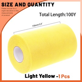 Tanstic 1Pc Light Yellow Tulle Fabric Roll, 6 Inch x 100 Yards Tulle Ribbon Fabric Spool Fabric Tulle Roll for DIY Tutu Bow, Birthday Party Wedding Decorations