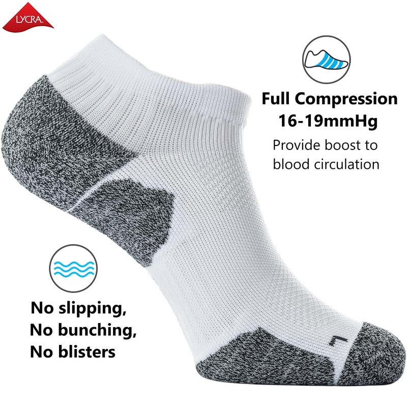 CWVLC Unisex Cushioned Compression Athletic Ankle Socks Multipack, 6-pairs Black