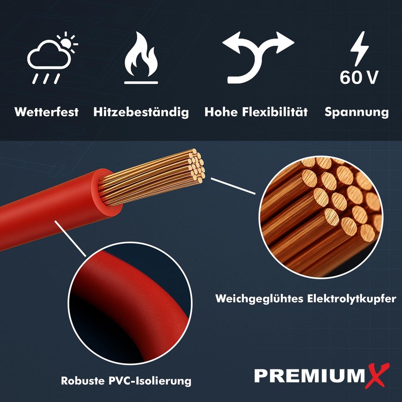 Premium X Vehicle Cable FLRY-B 5 m 2.5 mm² Red