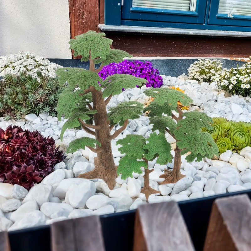 TEHAUX Mini Scene Accessory Model Trees 3PCS Diorama Trees Simulated