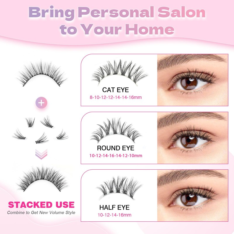 Glowing Win Cluster Lashes Individual Eyelashes 190PCS 40D Lash Clusters