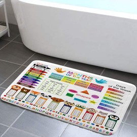 Grtuspr Cute Rug for Bathroom, ABC Educational Non-Slip Bath Mats, Learning Themed Restroom Decor Accessories,Kitchen Toilet Floor Area Mats …