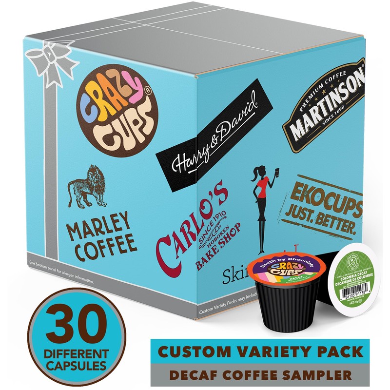 Decaf Coffee Pods Variety Pack Sampler, Assorted Unflavored & Flavored