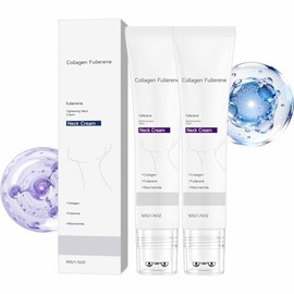 Magic Collagen Fullerene Neck Cream - Neck Skincare with Collagen Peptides, Tighten and Lift Firming Neck Cream for Crepey Skin, Deep Hydrating Skin Care for Smooth & Radiant Complexion (2Pcs)