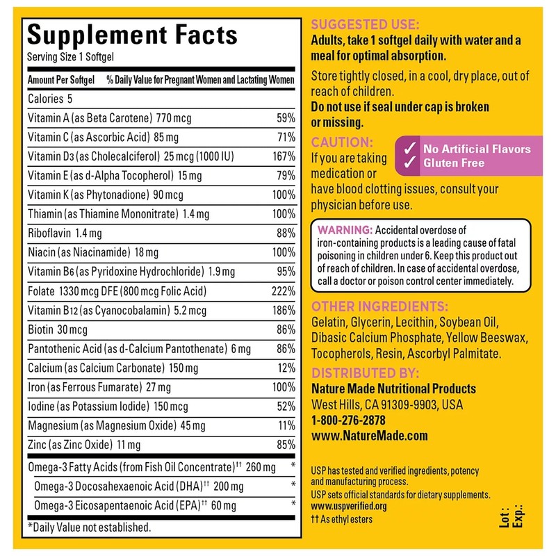 Nature Made Prenatal Multi + Dha, 200mg, 150 Softgels 2pack