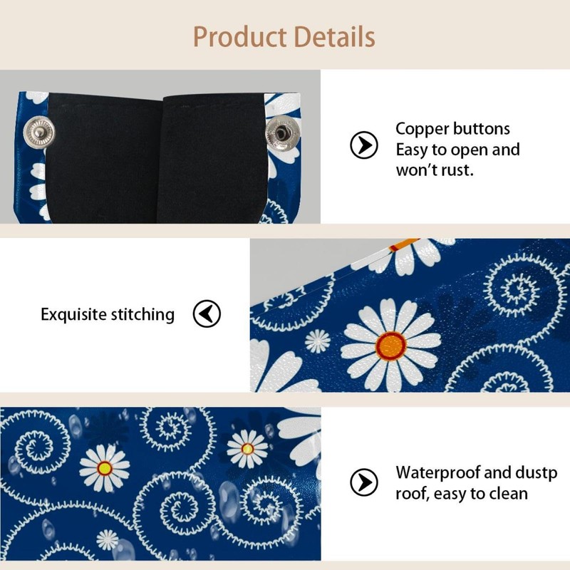 2 Pack Tissue Box Cover Holder, Floral White Flowers Rectangle