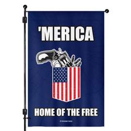 Home Of The Free Patriotic 12" x 18" Blue Double Sided Garden Flag Funny Inpirational American Pride USA July 4th Veteran Memorial Day Home Decor (HomeOfTheFreeBlueGardenFlag)
