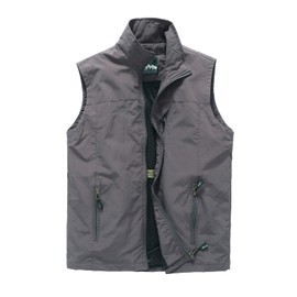 Hbufnha Lightweight Vest For Men Summer Breathable Sleeveless Jacket Shell For Work Travel Sport Fishing Casual Outerwear 01-GY-XL
