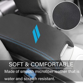 YOSRTER Center Console Armrest Cover for Dodge Journey Accessories 2011-2018 2019 2020 Anti-Scratch Leather Center Armrest Box for Dodge Journey Interior Accessories (Blue Stitches)