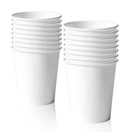 MORAINJAY Pack of 16 White Paper Cups, 9 oz/250 ml Paper White Party Cups, Drinking Cups, Cups for Wedding Party Supplies, Cups for Hot and Cold Drinks, Coffee, Tea, Birthday, Children's Party