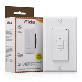 AIDA Blank Face GFCI, 20 Amp, Self Test, LED Indicator Light,Provides GFCI Protection,White GFCI Outlet 20 amp, 20 Amp GFCI Outlet UL Listed,Back &Side Wire (White, 1Pack)