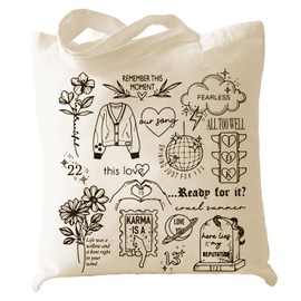 Joalpysm Singer Canvas Tote Bag, Pop Singer Album Tote Bag Singer Tour Gifts Song Lyrics Shoulder Bag Singer Merchandise Music Handbag Taylor Tote Bag Music Lovers Gift for Singer Fans